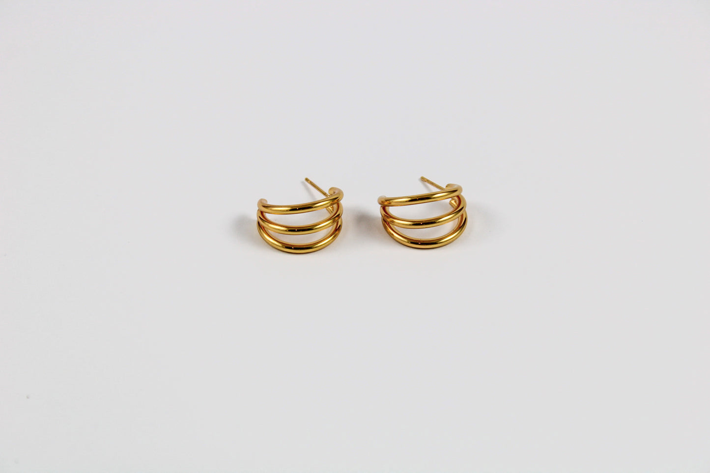 Triple smooth hoop earrings