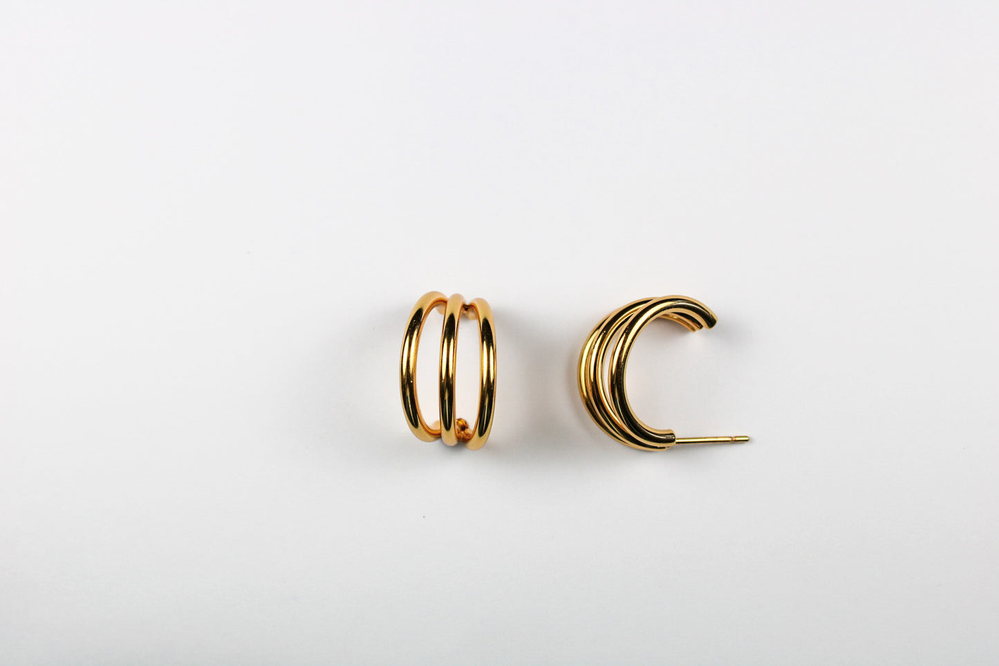 Triple smooth hoop earrings