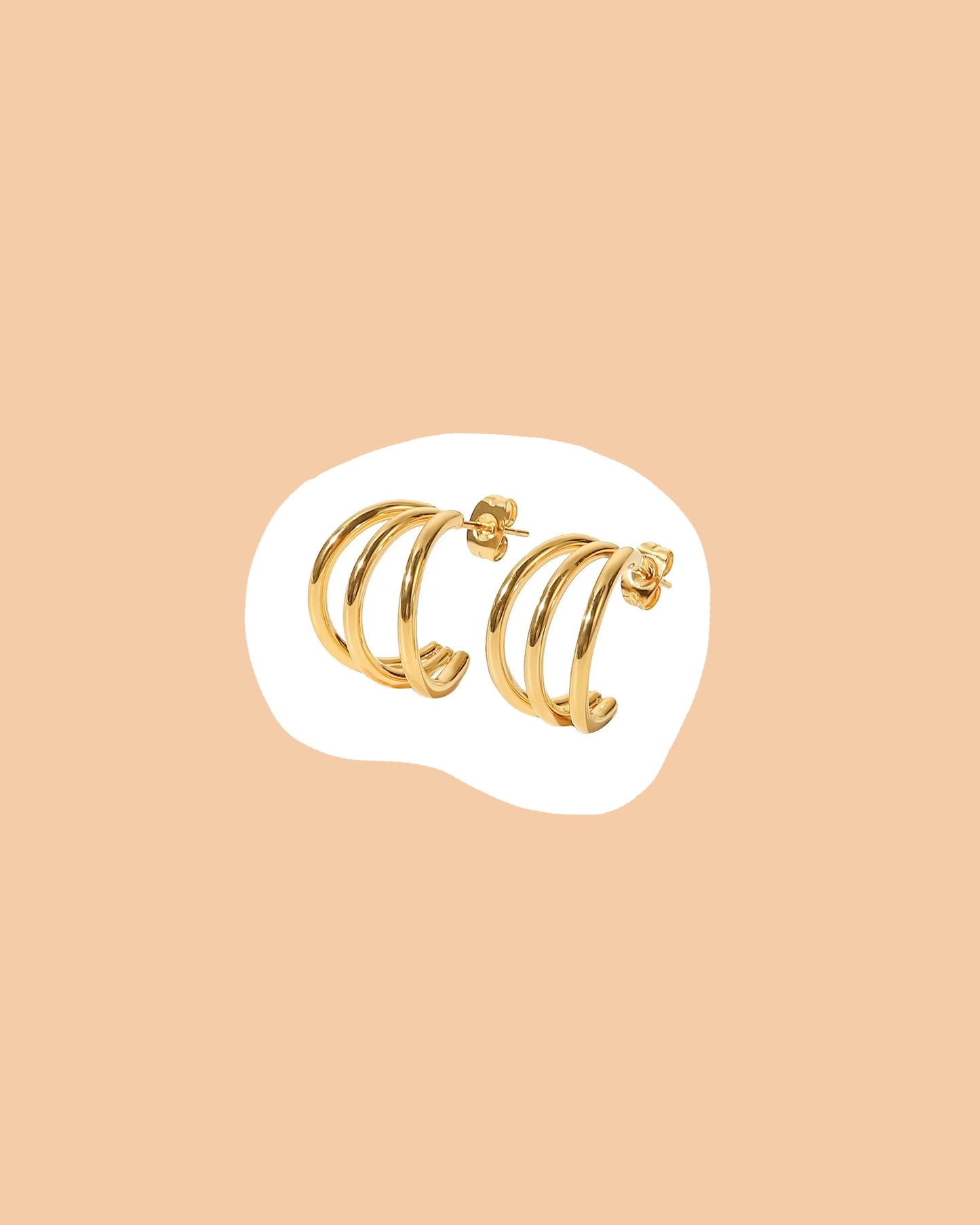 Triple smooth hoop earrings